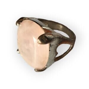 Rose Quartz large statement ring - metal wear (appr. size 8.75)